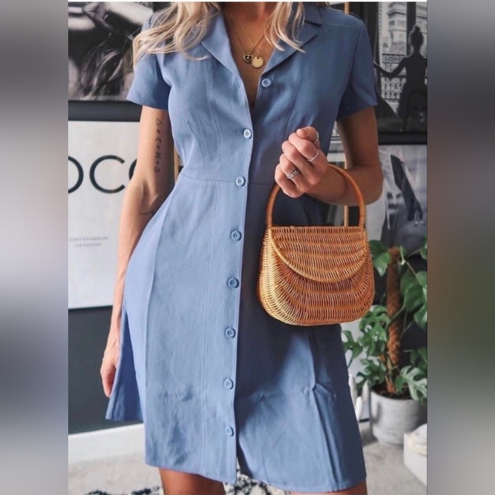Japanese Goweave Notch Shirtdress